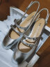 百丽金银色双搭扣包头凉鞋女24夏季新款流行色系单鞋BR438BH4预售 银色 37 晒单实拍图