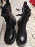 达芙妮马丁靴女厚底新款高跟女靴英伦风短靴皮靴休闲女鞋 黑色单里 38 实拍图