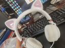 萌可儿 猫耳耳机带麦有线头戴式电脑耳麦电竞游戏女生款韩版可爱猫耳朵手机麦克风笔记本台式动漫 白色（单3.5mm圆插头）有线款 默认1 实拍图