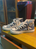 回力高帮帆布鞋男鞋女鞋爆改不规则图案运动休闲鞋透气情侣板鞋潮鞋子 蓝花布 39 码 实拍图