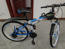 飞鸽（FG FLYING PIGEON） 折叠山地自行车成人男女学生青少年变速便携轻便双减震山地车 白蓝26寸三刀轮轴承+指拨+大礼包 21速高配（0-2公里代步） 实拍图