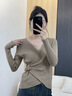 妙奕嘉毛衣女打底衫针织衫上衣2025秋季新款洋气内搭外穿v领修身收腰 修身收腰V领针织衫【浅咖色】 均码 【建议体重85-115斤】 实拍图