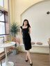 DPLAY2025夏季新款黑色连衣裙女修身吊带裙长裙赫本小黑裙包臀裙 经典黑 S 实拍图
