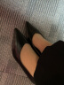 星期六（St&Sat）女鞋石头纹牛皮革通勤浅口猫跟单鞋 黑色（皮面） 36 实拍图