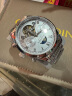 冠琴（GUANQIN）手表男机械表全自动镂空飞轮瑞士品质防水夜光皮带男士双日历手表 银色黑面 实拍图