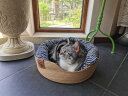 PEITE PET藤编猫窝开放式秋冬保暖猫狗窝网红日式狗窝小型犬四季通用猫咪床 白色（棉垫+靠枕-15斤内猫） 实拍图