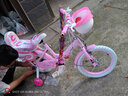 鑫旺彤自行车儿童3-6-10岁单车男女童轻便脚踏车辅助轮5岁女孩车公主车 粉升级折叠白胎【悍马轮+护栏】 16寸 适合身高105-125cm 实拍图