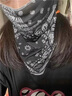 凌云鹤防晒面罩袖套冰丝骑行遮阳面巾男女挂耳骑车外卖面纱遮脸脖套护颈 腰果【黑色】 【冰丝透气 遮阳防晒】 实拍图