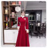 塞德勒敬酒服新娘2025新款冬季酒红色订婚礼服女厚款结婚回门便装高端 酒红色长款 XL 实拍图
