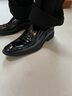 老人头皮鞋男冬季男士皮鞋商务正装鞋尖头内增高鞋婚鞋皮鞋 平跟款-黑色 38 实拍图