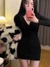微光里小妈包臀连衣裙女初秋风衣内搭紧身黑色短裙子修身穿搭性感套装 黑色辣妹打底裙【黑色 S】 实拍图
