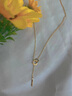 心草s999足银几何方块项链女轻奢时尚一字流苏长款520情人节礼物 白金色 实拍图