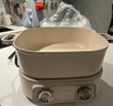 巢石巢石新款多功能料理锅家用聚餐电火锅大功率鸳鸯分体料理锅可定时可拆卸电锅 6L 汉玉白 鸳鸯锅+煎烤盘+单层蒸笼 实拍图