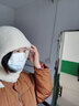 南极故事纯羊毛帽子围巾一体女秋冬季脖套保暖护耳套头连帽毛绒围脖送礼物 米白色 实拍图
