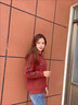 聆欣连帽卫衣女纯棉宽松韩版春秋装新款中年妈妈上衣减龄休闲长袖时尚 锈红色（春秋款） 2XL 建议105-120斤 实拍图