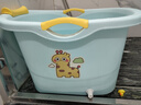 奔麦婴儿洗澡盆儿童洗澡桶圆形宝宝泡澡桶浴桶可坐加厚塑料沐浴盆家用 加大号【感温款+玩具花洒】蓝 实拍图