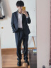 罗蒙男士西服套装商务职业正装小西装结婚新郎上班春秋季修身外套 藏青（西服+裤子+衬衫） 2XL 实拍图