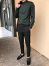 Mr.gnight长袖衬衫男纯色冰丝免烫水洗韩版修身青年中年衬衣男士商务休闲衬衫衣服大码加肥男装上衣 墨绿色（常规款） XL码 实拍图