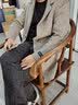 罗蒙中长款毛呢大衣秋季新款外套男士羊毛大衣休闲双面呢格子大衣 6828咖色 175【建议体重100-125斤左右】 实拍图