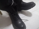 跨足行【牛皮】马丁靴男士秋冬季英伦高帮皮鞋增高黑色透气大码中帮皮靴 黑色6孔中帮【加绒款】 41 码（=运动鞋42） 实拍图