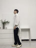 顶峰保罗（Dingfengbaoluo）休闲裤男秋冬款宽松直筒长裤子潮流运动阔腿西装裤819黑色L 实拍图
