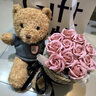 贞嘻生日礼物女生表白送女友小熊玩偶假花花束永生花抱抱桶新婚订婚 11朵焦糖玛奇朵玫瑰熊+礼袋 实拍图