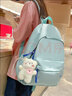 艾欣儿 学生书包女生初中生高中大学生双肩包女大容量ins韩版学院风简约纯色高颜值背包潮款 绿色带【大腮红熊挂件】 实拍图