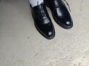 米诺菡新款透气男士真皮商务皮鞋正装鞋舒适内增高英伦风牛皮大码男鞋伴郎结婚鞋子 格纹(增高)6厘米 39 实拍图