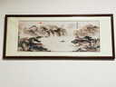 六画流水生财山水画靠山图客厅装饰画国画办公室风景挂画书房茶室壁画 流水生财A1 48*118cm宣纸锦绫+有机玻璃+胡桃色实木框（偏小） 实拍图