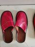 熙慕莱 牛皮拖鞋男凉拖鞋女拖鞋真皮情侣包头家居春秋冬季防滑 酒红色(女鞋) 35-36 码【25】 实拍图