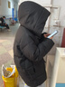 素羽轻罗羽绒服女中长款冬2025年新款韩版加厚宽松面包服学生外套上衣女装 黑色 M 实拍图