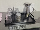 格娜斯（CRISTALGLASS） 日式冰川纹玻璃杯子家用客厅喝水杯待客绿茶杯套装水晶杯水具 灰色冰川杯矮款6只+黑色杯架+托盘+水壶 实拍图
