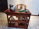 墨空乌金石茶车实木可移动带轮茶台水柜功夫茶桌小号阳台泡茶桌侧边柜 刚花荷韵抽屉茶车电茶炉加盖板 实拍图