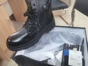 JUKUANG【头层牛皮】2023新款男靴子真皮马丁靴男冬季英伦风高帮加绒男鞋 黑色单鞋723 43 实拍图