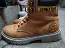 森馬（Senma）时尚潮流英伦马丁靴系带高帮休闲男靴610313608 咖喱黄 37码 实拍图