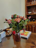 野派欧式复古保加利亚玫瑰仿真花束假花绢花客厅装饰陶瓷花瓶花艺摆件 单枝玫红玫瑰 实拍图