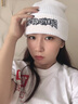 慕衣宾士帽子男冬季韩版潮流大头围针织帽男女冬天保暖毛线帽女情侣棉帽子 FK白色 可调节 实拍图