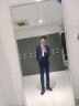 海派浩宇 西服套装男士修身小西装商务正装微弹力套西伴郎服新郎结婚礼服 1696蓝色【西服+西裤】 XL (175) 推荐110-130斤 实拍图