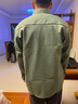 淘兹朗 秋季纯棉衬衫免烫宽松版长袖工装男士外套商务大码休闲衬衣男装 2814加绒豆绿色 加厚 2XL 150斤-170斤 实拍图
