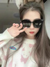 淘柚方形墨镜大脸显瘦太阳眼镜男女同款 黑框黑片-横两点 墨镜+镜盒镜布 实拍图