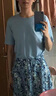 欧莎（OSA）气质优雅连衣裙子女夏季2025新款碎花半身裙子套装两件套 蓝色B（后腰加橡筋） L 实拍图