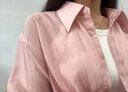 茵曼（INMAN）章若楠同款欧若风天丝薄开衫女装衬衫2025夏季新品长袖衬衣 经典款-粉红色 S 实拍图