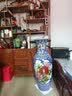 垚罄 陶瓷粉彩落地大花瓶客厅工艺品摆件花艺 1米大花瓶酒店企业 春风得意 蓝款  90cm单根 配底座 实拍图