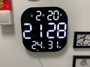 新款创意简约数字大挂钟led大字体电子钟夜光挂墙客厅钟表计时器 黑色白灯【大号】 实拍图