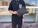 法国COW 男士手包商务钱包男卡包质感信封包手抓包大容量手拿包 C-9808 黑色 实拍图