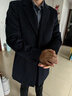 报喜鸟中长款毛呢大衣羊绒混纺商务正装平驳领外套男KEBS243050U藏蓝50 实拍图