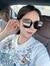 CAIILKUN墨镜女夏季防晒2025新款高级感大框太阳眼镜网红款七夕情人节礼物 黑色金框黑灰片（轻奢ck风） 实拍图