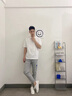 诺梵婕休闲裤男夏季薄款新款百搭潮流九分裤时尚运动弹力修身显瘦裤子 单件装灰色H09 M (建议90/105斤) 实拍图