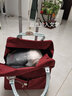 袋鼠（KANGAROO）品牌拉杆包新款大容量行李包手提行李袋折叠旅行包收纳袋万向轮 酒红色拉杆包(无肩带) 四轮大号20吋 实拍图