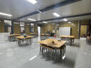 溢彩家具 食堂餐桌椅组合可挂凳子挂凳台餐桌椅公司员工休息饭堂快餐桌椅 一桌4凳 实拍图